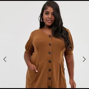 ASOS curve puff sleeve button down dress US 12